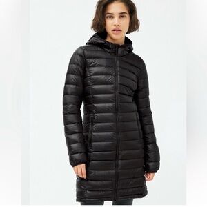 Women's Black packable Puffer Coat Long